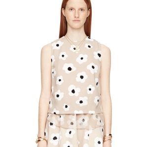 Kate Spade Beige Floral Sleeveless Blouse